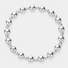 Fashnzfab Stainless Steel Ball Beaded Stretch Bracelet - Silver In Silver