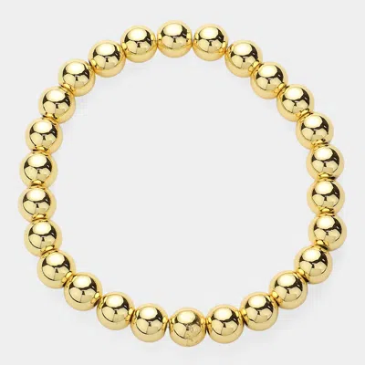 Fashnzfab Stainless Steel Ball Beaded Stretch Bracelet In Gold