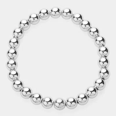 Fashnzfab Stainless Steel Ball Beaded Stretch Bracelet In Silver