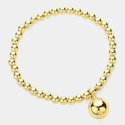 Fashnzfab Stainless Steel Ball Charm Pointed Stretch Bracelet Gold