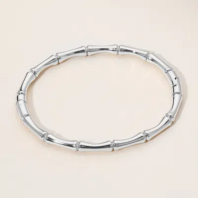 Fashnzfab Stainless Steel Bamboo Hinged Bangle Bracelet In Gray
