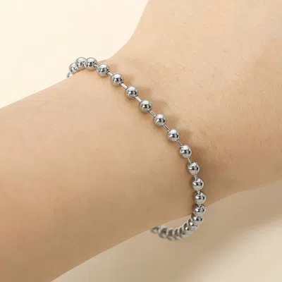 Fashnzfab Stainless Steel Beaded Chain Bracelet 0.3" H In Metallic