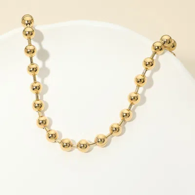 Fashnzfab Stainless Steel Beaded Chain Necklace In Gold
