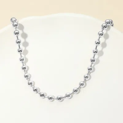 Fashnzfab Stainless Steel Beaded Chain Necklace Silver In Metallic