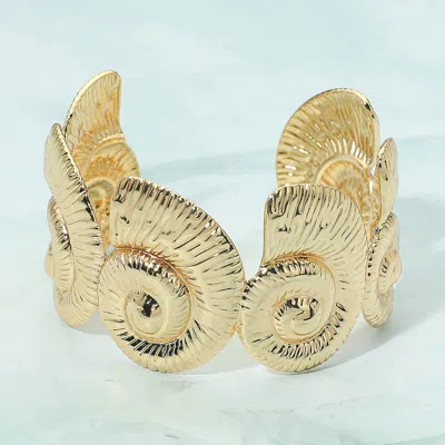 Fashnzfab Stainless Steel Bold Spiral Shell Link Cuff Bracelet In Gold