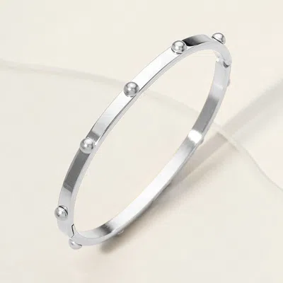 Fashnzfab Stainless Steel Bubble Hinged Bangle Bracelet - Silver In Metallic