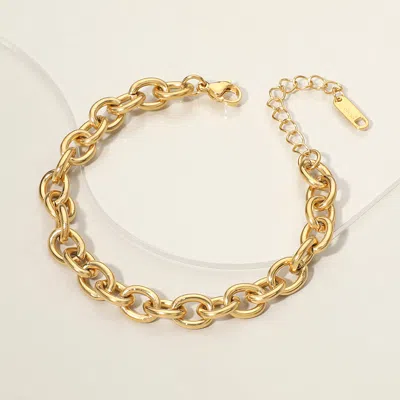 Fashnzfab Stainless Steel Cable Chain Bracelet In Brown