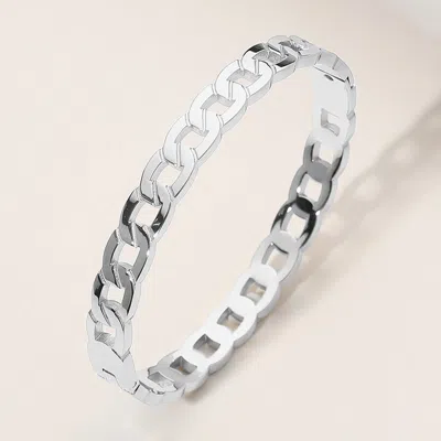 Fashnzfab Stainless Steel Chain Hinged Bangle Bracelet Silver