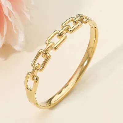 Fashnzfab Stainless Steel Chain Link Hinged Bangle Bracelet In Gold