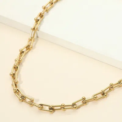 Fashnzfab Stainless Steel Chain Necklace In Gold