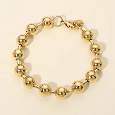 Fashnzfab Stainless Steel Chunky Beaded Chain Bracelet In Gold