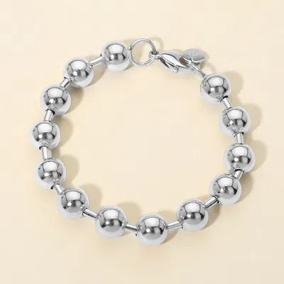 Fashnzfab Stainless Steel Chunky Beaded Chain Bracelet In Metallic