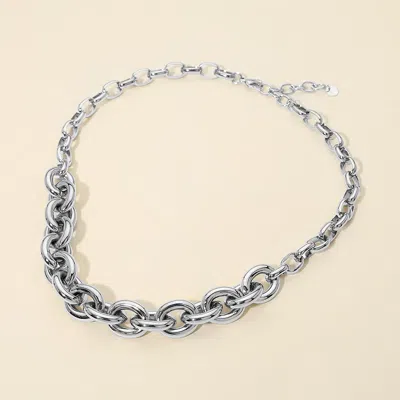 Fashnzfab Stainless Steel Chunky Chain Necklace In Silver