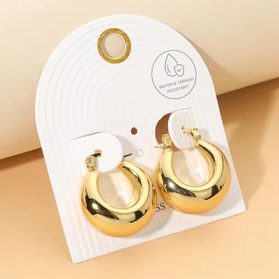 Fashnzfab Stainless Steel Chunky Pin Catch Hoop Earrings In Gold