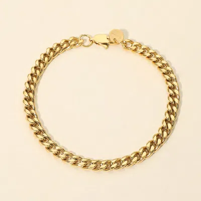 Fashnzfab Stainless Steel Classic Curb Chain Bracelet In Gold