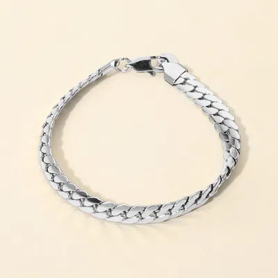 Fashnzfab Stainless Steel Classic Flat Chain Bracelet In Metallic