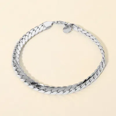 Fashnzfab Stainless Steel Classic Flat Chain Bracelet In Metallic