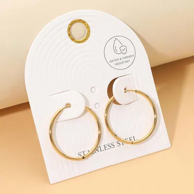 Fashnzfab Stainless Steel Classic Hoop Earrings In Gold