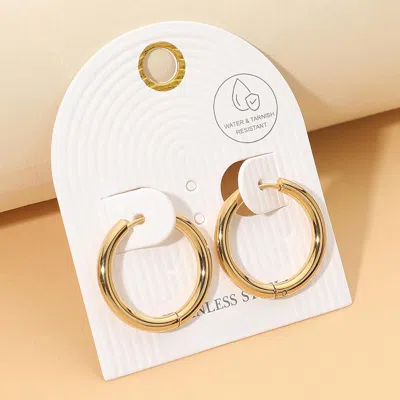 Fashnzfab Stainless Steel Classic Hoop Earrings In Gold