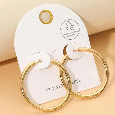 Fashnzfab Stainless Steel Classic Hoop Earrings In Gold