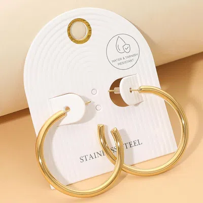 Fashnzfab Stainless Steel Classic Hoop Earrings In Gold