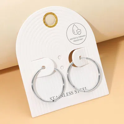 Fashnzfab Stainless Steel Classic Hoop Earrings In Silver