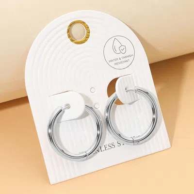 Fashnzfab Stainless Steel Classic Hoop Earrings In Silver