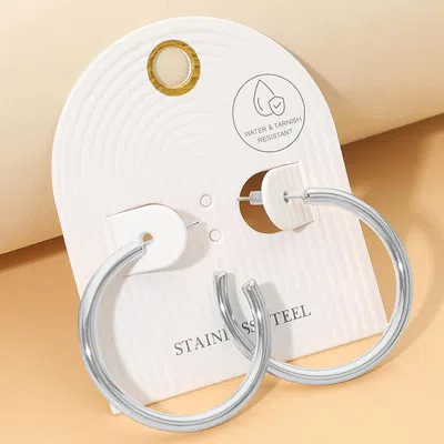 Fashnzfab Stainless Steel Classic Hoop Earrings In Metallic