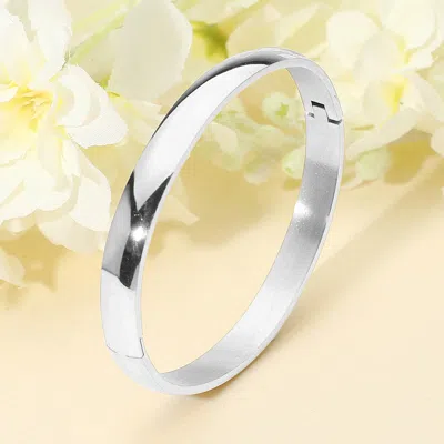 Fashnzfab Stainless Steel Classic Polished Hinged Bangle Bracelet In Metallic