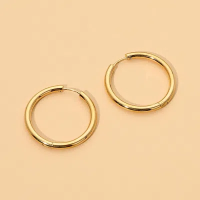 Fashnzfab Stainless Steel Classic Round Hoop Earrings In Gold
