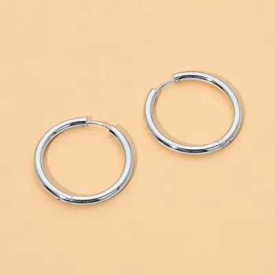 Fashnzfab Stainless Steel Classic Round Hoop Earrings In Silver