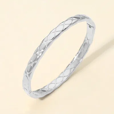 Fashnzfab Stainless Steel Crisscross Textured Hinged Bangle Bracelet In Orange