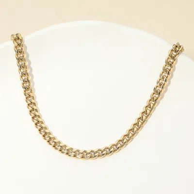 Fashnzfab Stainless Steel Cuban Chain Necklace 20" L In Gold