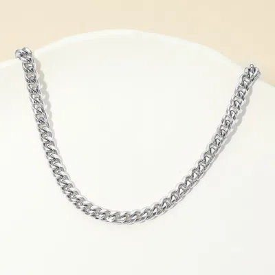 Fashnzfab Stainless Steel Cuban Chain Necklace In Silver