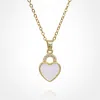 Fashnzfab Stainless Steel Cz Stone Accent Mother Of Pearl Heart Pendant Necklace In Gold