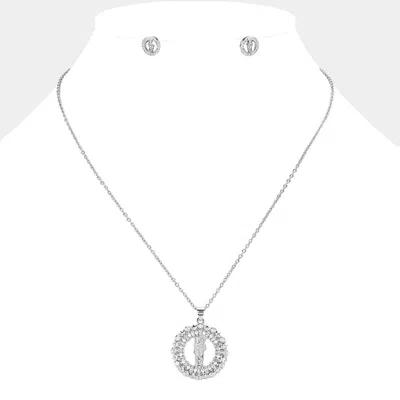 Fashnzfab Stainless Steel Cz Stone Paved San Judas Tadeo Pendant Necklace In Silver