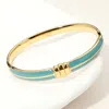Fashnzfab Stainless Steel Enamel Hinged Bangle Bracelet Blue, Gold In Multi