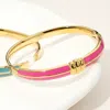 Fashnzfab Stainless Steel Enamel Hinged Bangle Bracelet Fuchsia, Gold In Gold