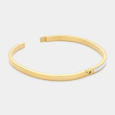 Fashnzfab Stainless Steel Enamel Pointed Bracelet In Gray
