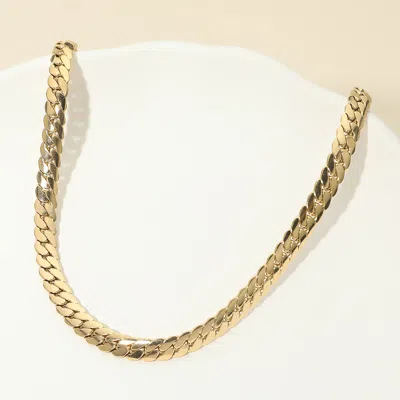 Fashnzfab Stainless Steel Flat Cuban Chain Necklace In Gold