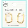 Fashnzfab Stainless Steel Geometric Square Mini Huggie Hoop Earrings In Gold