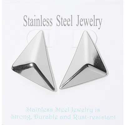 Fashnzfab Stainless Steel Geometric Triangle Earrings In Silver