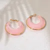 Fashnzfab Stainless Steel Gold Trimmed Chunky Resin Hoop Earrings - Gold, Pink In Pink