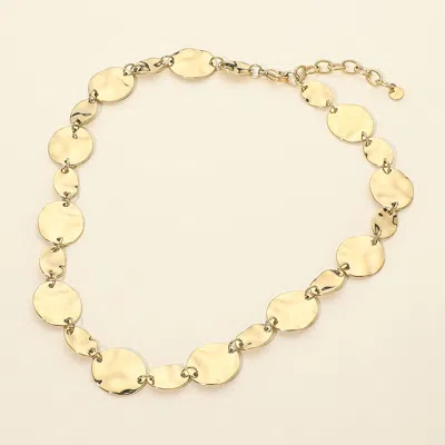 Fashnzfab Stainless Steel Hammered Disc Link Necklace In Silver