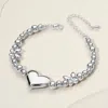 Fashnzfab Stainless Steel Heart Butterfly Ball Beaded Bracelet Silver In Metallic