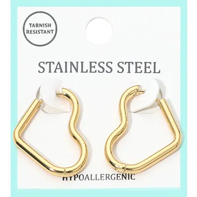 Fashnzfab Stainless Steel Heart Huggie Hoop Earrings In Green