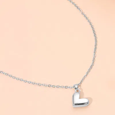 Fashnzfab Stainless Steel Heart Pendant Necklace In Silver