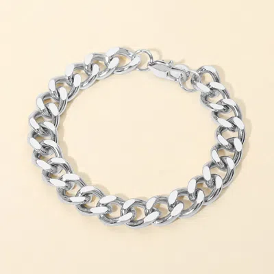 Fashnzfab Stainless Steel Heavy Cuban Chain Bracelet In Gray