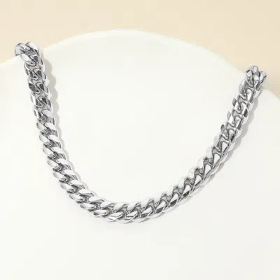 Fashnzfab Stainless Steel Heavy Cuban Chain Necklace In Silver