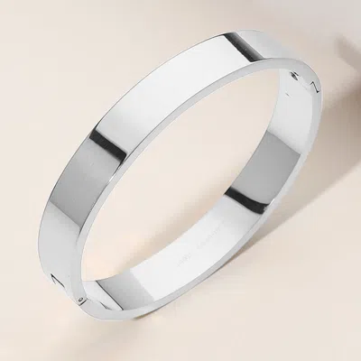 Fashnzfab Stainless Steel Hinged Bangle Bracelet - Silver